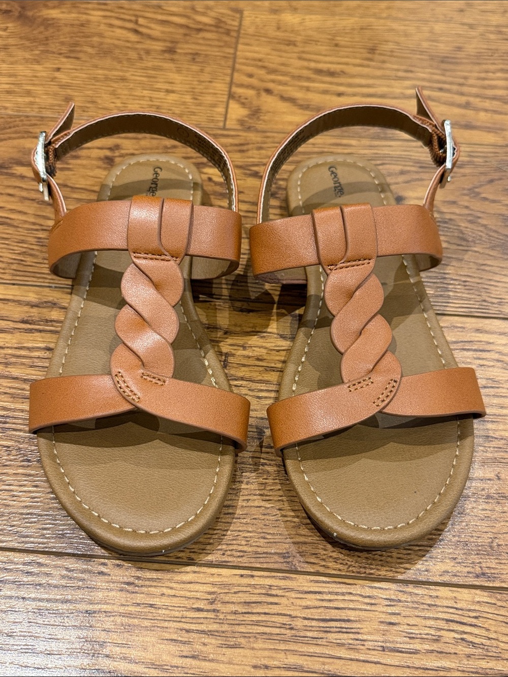 George Cognac Brown Braided Strap Sandals - size 1
